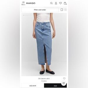 Mango Denim Maxi Skirt